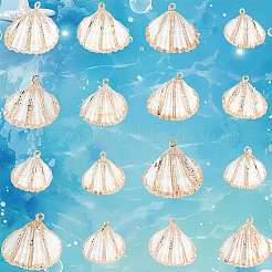 30Pcs Electroplated Natural Shell Pendants&nbsp;SSHEL-SC0001-60