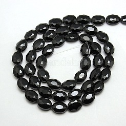 クリスタルガラスオーバルビーズ連売り  多面カット  ブラック  12x9x5mm  穴：1mm  約60個/連  28.3インチ&nbsp;EGLA-F061-01