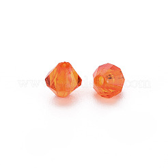 透明なアクリルビーズ  多面カット  双円錐形  レッドオレンジ  5x4.5mm  穴：1.2mm  約12160個/500g&nbsp;MACR-S373-84-B07