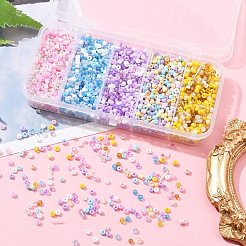 90g 5 スタイル不透明 & 透明内部カラー ガラス シード ビーズ  丸い穴  ラウンド  ミックスカラー  1.5~9x1.5~2.5x2~3mm  穴：0.8~1mm  18g /スタイル&nbsp;SEED-FS0001-15A