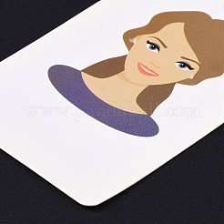 紙のピアスディスプレイカード  イヤリングホルダーカード  女の子の模様と長方形  紫色のメディア  9x6x0.03cm  穴：5mmと1mm&nbsp;DIY-B061-05J