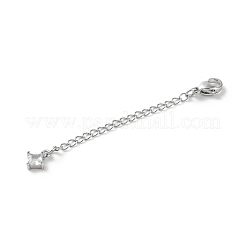 Brass Micro Pave Clear Cubic Zirconia Chain Extender&nbsp;KK-G491-52D-S