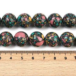 天然石瑪瑙ビーズ連売り  ラウンド  染め  カラフル  14mm  穴：1mm  約28個/連  15.55''（39.5センチメートル）&nbsp;G-U030-C01-14mm