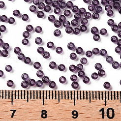 12/0グレードの丸いガラスシードビーズ  透明インサイドカラー  紫色のメディア  2x1.5mm  穴：0.7mm  約48500個/ポンド&nbsp;SEED-N001-D-11/218