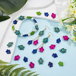 4 Strands 2 Styles Dyed Synthetic Turquoise Beads Strands&nbsp;G-NB0004-90