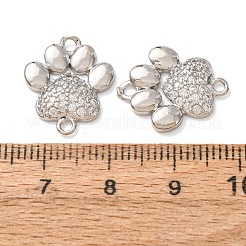 Brass Micro Pave Clear Cubic Zirconia Paw Print Links Connector Charms&nbsp;CU-CBA2907-09P