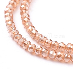 電気メッキガラスビーズセット  パール光沢メッキ  多面カット  ロンデル  砂茶色  2x1.5mm  穴：0.6mm  約208~220個/連  34~36cm&nbsp;X-EGLA-F149-PL-02
