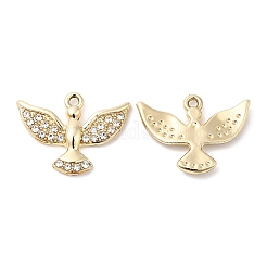 UVメッキ合金ラインストーンペンダント  カドミウムフリー＆鉛フリー  鳩チャーム  ゴールドカラー  17x22.5x3mm  穴：1.6mm&nbsp;PALLOY-A004-06G