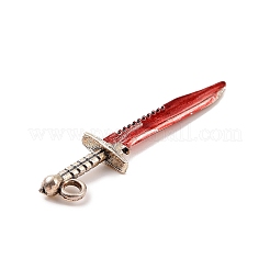 合金エナメルチャーム  ナイフチャーム  アンティークシルバー  42x9.5x3.5mm  穴：2mm&nbsp;ENAM-M055-29P