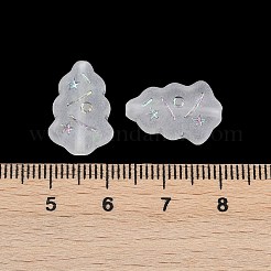 つや消し透明なアクリルビーズ  クリスマスツリー  シルバーライン入り  ABカラーメッキ  ホワイトスモーク  17x11.5x4.5mm  穴：1.5mm  約33個/20g&nbsp;X1-OACR-P029-04B-01