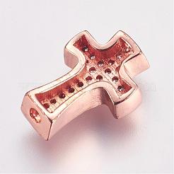 Brass Micro Pave Cubic Zirconia Beads&nbsp;ZIRC-G087-28RG