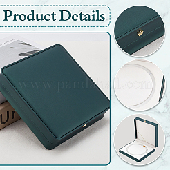スクエア PU レザー シングルネックレスボックス  濃い緑  19.3x19.3x4.6cm&nbsp;AJEW-WH0016-59B