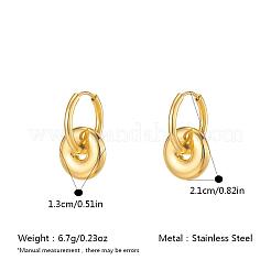女性用304ステンレススチール製フープピアス  18KGP本金メッキ  ラウンド  21x13mm&nbsp;AF5026-7