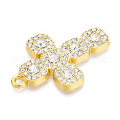合金ラインストーンペンダント  クロス  カドミウムフリー＆鉛フリー  ゴールドカラー  44.5x30x4mm  穴：2.5mm&nbsp;PALLOY-N182-11G