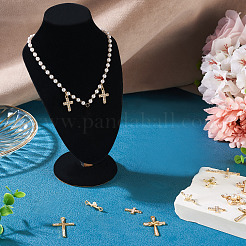 12Pcs 6 Styles Cross Alloy Rhinestone & Plastic Pearl Pendants & Link Findings Kits&nbsp;FIND-TA0007-90