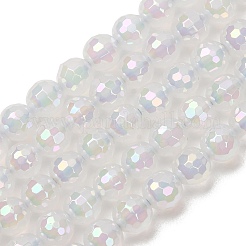 Electroplated Natural Agate Beads Strands&nbsp;G-B191-A07-6mm-01