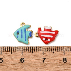 304ステンレススチールエナメルチャーム  海洋動物  ゴールドカラー  魚  11.5x9.5x1.5mm  穴：1mm&nbsp;STAS-Q363-14F-G