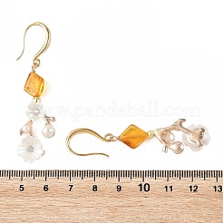 Alloy & Resin & Acrylic Pearl Dangle Earrings&nbsp;EJEW-JE07366