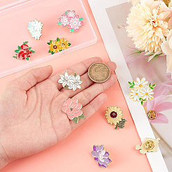 10Pcs 10 Styles Creative Flower Zinc Alloy Brooches&nbsp;JEWB-SC0001-47