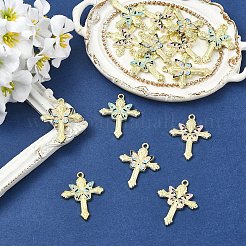 15Pcs 3 Colors Light Gold Plated Alloy Enamel Pendants&nbsp;ENAM-YW0008-60