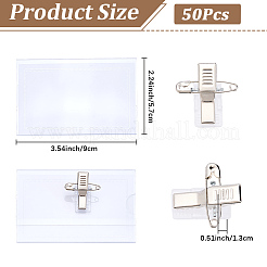 長方形PVC名刺ホルダー50個  鉄のクリップ付き  ホワイト  57x90x13mm&nbsp;AJEW-CP0011-29