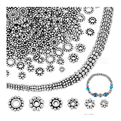 チベット風ビーズ6種類660個  カドミウムフリー＆鉛フリー  花  アンティークシルバー  4~8x1~3mm  穴：1~2.5mm&nbsp;TIBEB-PH0005-34