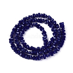 オペークガラスビーズ連売り  骨の形状  多面カット  ダークブルー  2~2.5x3.5~4x2.5~3mm  穴：0.7~0.8mm  約142~160個/連  11.61~15.35インチ（29.5~39cm）&nbsp;GLAA-Q107-01A-A07
