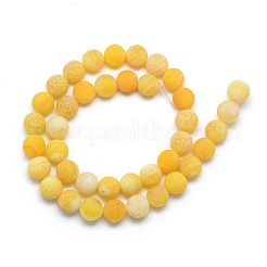 天然石風化瑪瑙ビーズ連売り  艶消し  染め  ラウンド  ゴールド  10~10.5mm  穴：1.5mm  約37個/連  14.6インチ&nbsp;G-S237-10mm-02