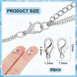 真鍮製ロブスタークロウ留め金5袋  長持ちメッキ  プラチナメッキ  12x7.5x2.5mm  穴：1.2mm  約10個/袋&nbsp;FIND-BC0005-20P