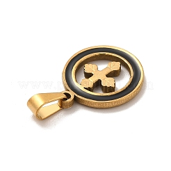 PVD真空メッキ201ステンレススチールペンダント  クロスチャーム付きエナメルリング  ゴールドカラー  20.5x17x2mm  穴：7x3.5mm&nbsp;STAS-K250-26