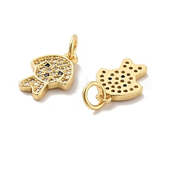 Dog Brass Micro Pave Clear Cubic Zirconia Charms&nbsp;KK-G425-14G