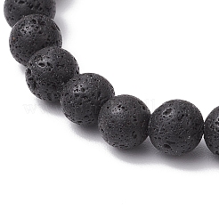 Natural Lava Rock Round Beads Stretch Bracelets for Men Women&nbsp;BJEW-JB11748