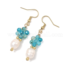 Natural Agate Cultured Freshwater Pearl Beads Dangle Earrings&nbsp;EJEW-JE07201