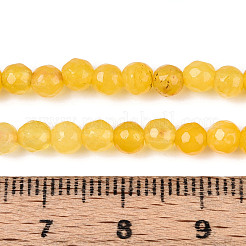 染め加工天然石ホワイトジェイドビーズ連売り  ラウンド  多面カット  ゴールド  4~4.5mm  穴：1mm  約86~96個/連  14.69~14.96''（37.3~38センチメートル）&nbsp;G-T139-4mm-60-05
