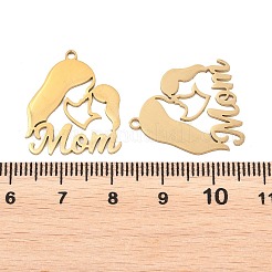中空母の日 201 ステンレススチールペンダント  ママと子供のチャーム  ゴールドカラー  22x19.5x1mm  穴：1.5mm&nbsp;STAS-B135-02G