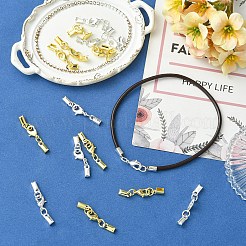 16セット 2色ラックメッキ真鍮製ロブスタークラスプ（クリップエンド付き）  ジュエリーには素敵な  ゴールデン＆シルバー  33x4~5mm  8セット/カラー&nbsp;KK-YW0004-80