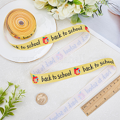 10 Yards Back To School Theme Polyester Grosgrain Ribbon&nbsp;OCOR-WH0082-82B