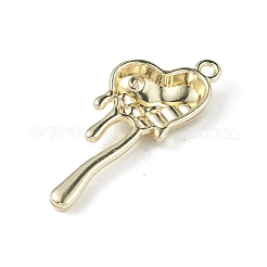 合金ラインストーンペンダント  とろけるハートチャーム  ライトゴールド  32.5x13x4.5mm  穴：1.6mm&nbsp;LS-ALRI-E007-01LG