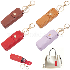 4Pcs 4 Colors Rectangle PU Leather Lipstick Holder Keychains&nbsp;KEYC-CL0001-63A
