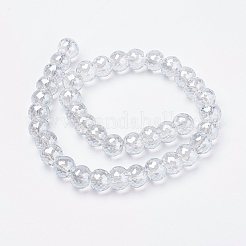 電気メッキガラスビーズ連売り  パール光沢メッキ  ファセットロンデル  透明  8x6mm  穴：1mm  約39個/連  7.8インチ（20cm）&nbsp;EGLA-P027-PL03