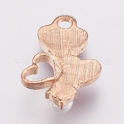 亜鉛合金エナメルペンダント  アクリルビーズで  ハート  ゴールドカラー  ピンク  19x13x5mm  穴：1.5mm&nbsp;PALLOY-I124-03G-C