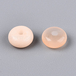 模造ヒスイのガラスビーズ  ロンデルビーズ  桃パフ  6~6.5x3.5mm  穴：1.2~1.4mm  約5000個/1000g&nbsp;DGLA-C005-B01-3x6mm-05