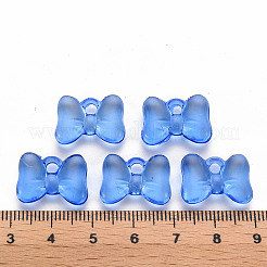透明なアクリルパーツ  蝶結び  ブルー  13.5x18x5.5mm  穴：2.5mm  約173個/139g&nbsp;LS-TACR-T024-02BA-940