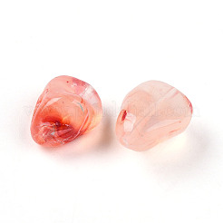 透明なアクリルビーズ  ナゲット  ツートン  ライトサーモン  16.5x13x10mm  穴：1.6mm  約18個/20g&nbsp;X1-TACR-T028-44B