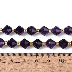 天然石アメジストビーズ連売り  双円錐形  多面カット  シードビーズで  8~8.5x7.5~8.5mm  穴：1~1.2mm  約36~39個/連  14.37~15.75''（36.5~40センチメートル）&nbsp;G-T144-23A-01