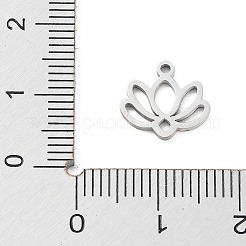 変色しない304ステンレススチール製フラワーロータスチャーム  ステンレス鋼色  11x11x1mm  穴：1.2mm&nbsp;STAS-Z054-02P
