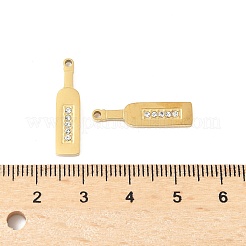 304ステンレスペンダント  ラインストーン付き  イオンプレーティング（ip）  ボトル  ゴールドカラー  22x5x2mm  穴：1.2mm&nbsp;STAS-R168-04G