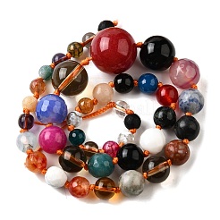 Natural Mixed Stone & Glass Round Beads Strands&nbsp;G-C188-01