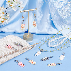 Cat Opaque Resin Pendant Locking Stitch Markers&nbsp;HJEW-AB00129