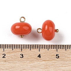 アクリルパーツ  真鍮のループを有します  フラットラウンド  オレンジ  12x12mm  穴：1.6mm&nbsp;MACR-C033-12G